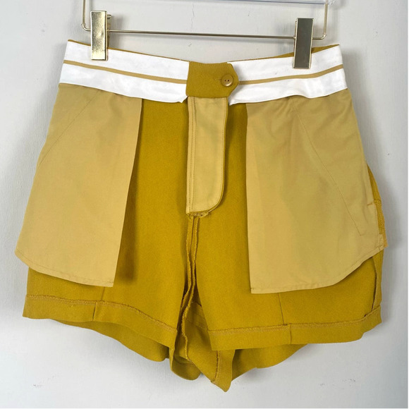 A.L.C. Cohen High Waist Shorts $365 Citrine Size 6 Mustard Yellow Tailored Fit - Picture 8 of 10